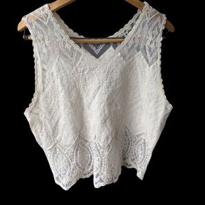White Lace Sleeveless Women's Top - Brand: